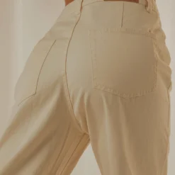 Afends Shelby Hemp Twill High Waist Leg Pant - Natural