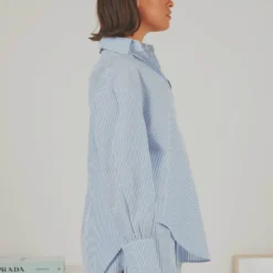 Wanderer Oversized Shirt - Blue & White Stripe -Outfityo Sales 120c19cb424d4341a12b0016cd0aed20 scaled