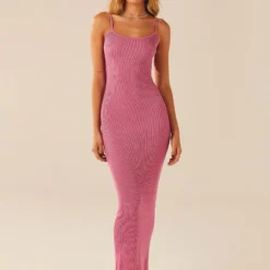 On Your Radar Ribbed Maxi Dress - Fuchsia
