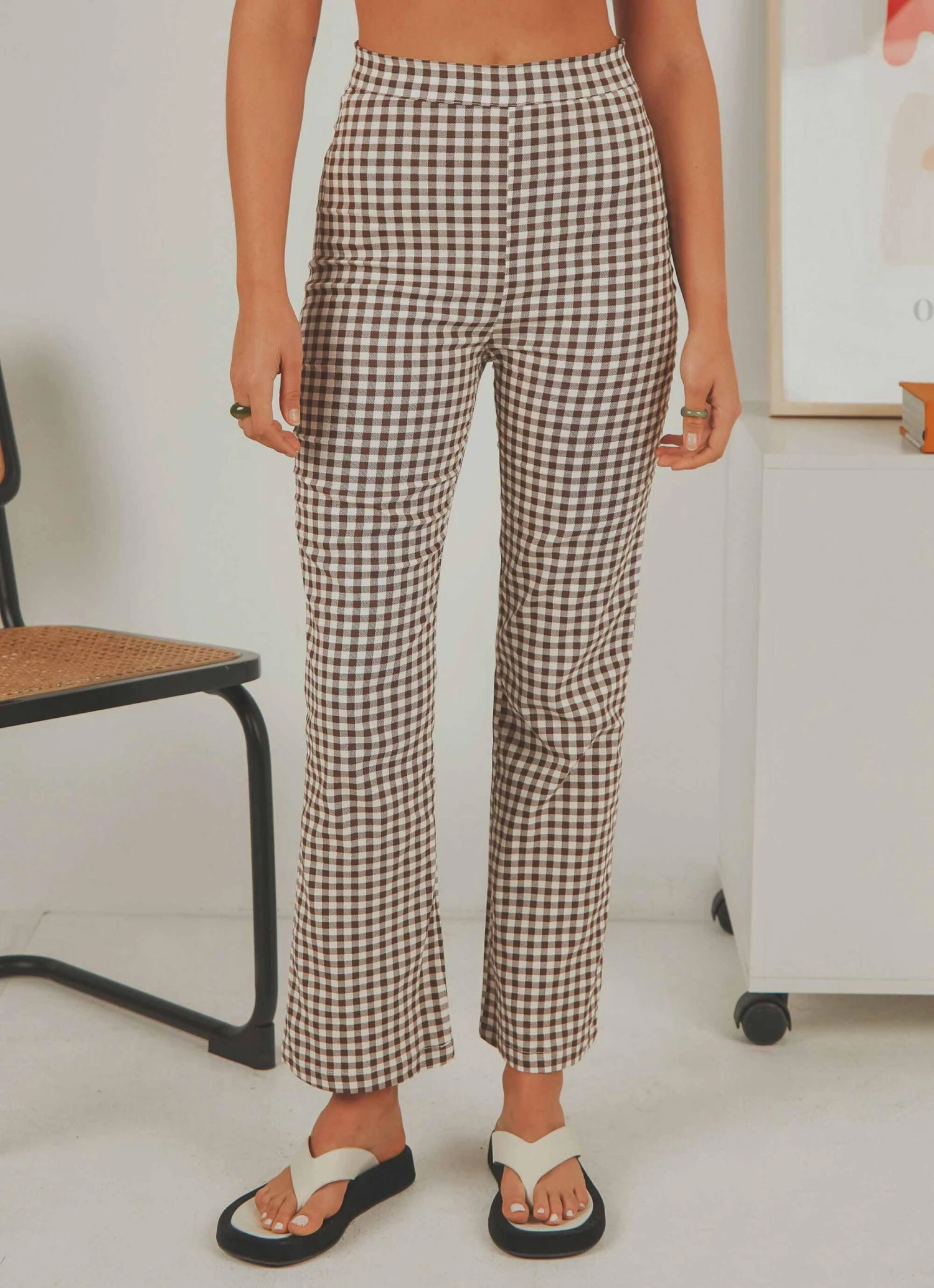 Palmero Pants - Choc Brown Gingham 1 Palmero Pants - Choc Brown Gingham