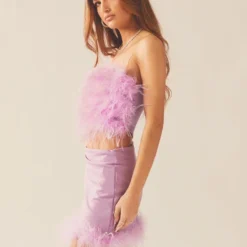 The Night Is Ours Feather Crop - Lilac Love -Outfityo Sales 1e008a5c5de5418b9a45f7b3424addbb