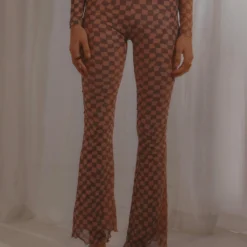 Night Fever Flare Mesh Pant - Choc Warped Check -Outfityo Sales 2775788d661242d796b9481a4e8b3d83 scaled