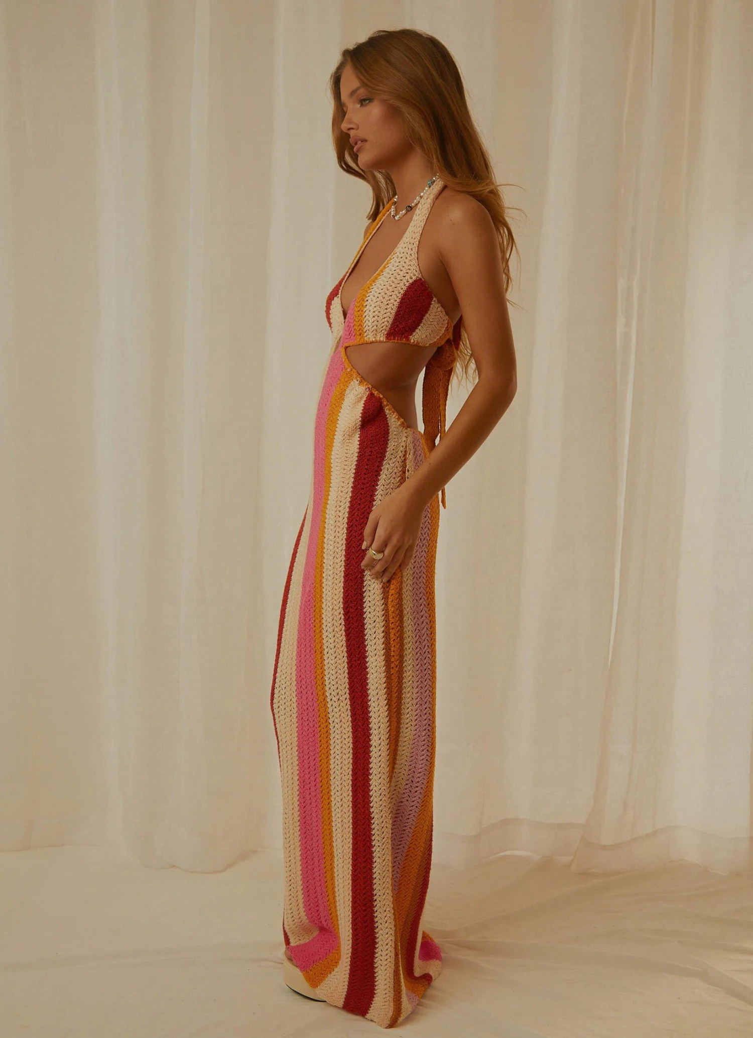 Haven Crochet Maxi Dress - Sunset Stripe 4 Haven Crochet Maxi Dress - Sunset Stripe - Image 4