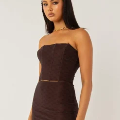 Abbie Bustier - Chocolate Monogram -Outfityo Sales 2b24bcd54309448dbb7115e28a5ccbe4