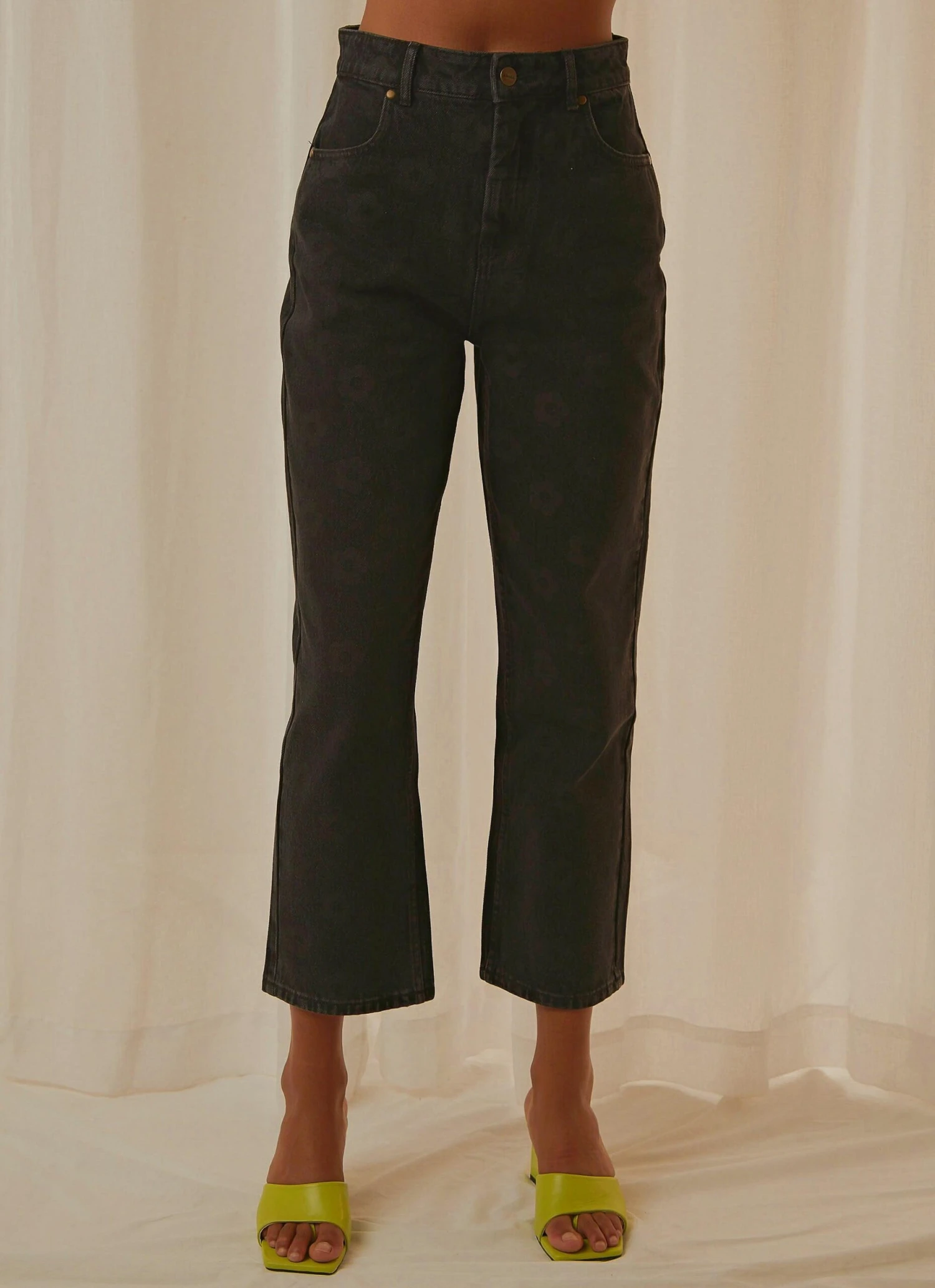 Afends Shelby Organic Denim Floral Jean - Washed Black 4 Afends Shelby Organic Denim Floral Jean - Washed Black - Image 4