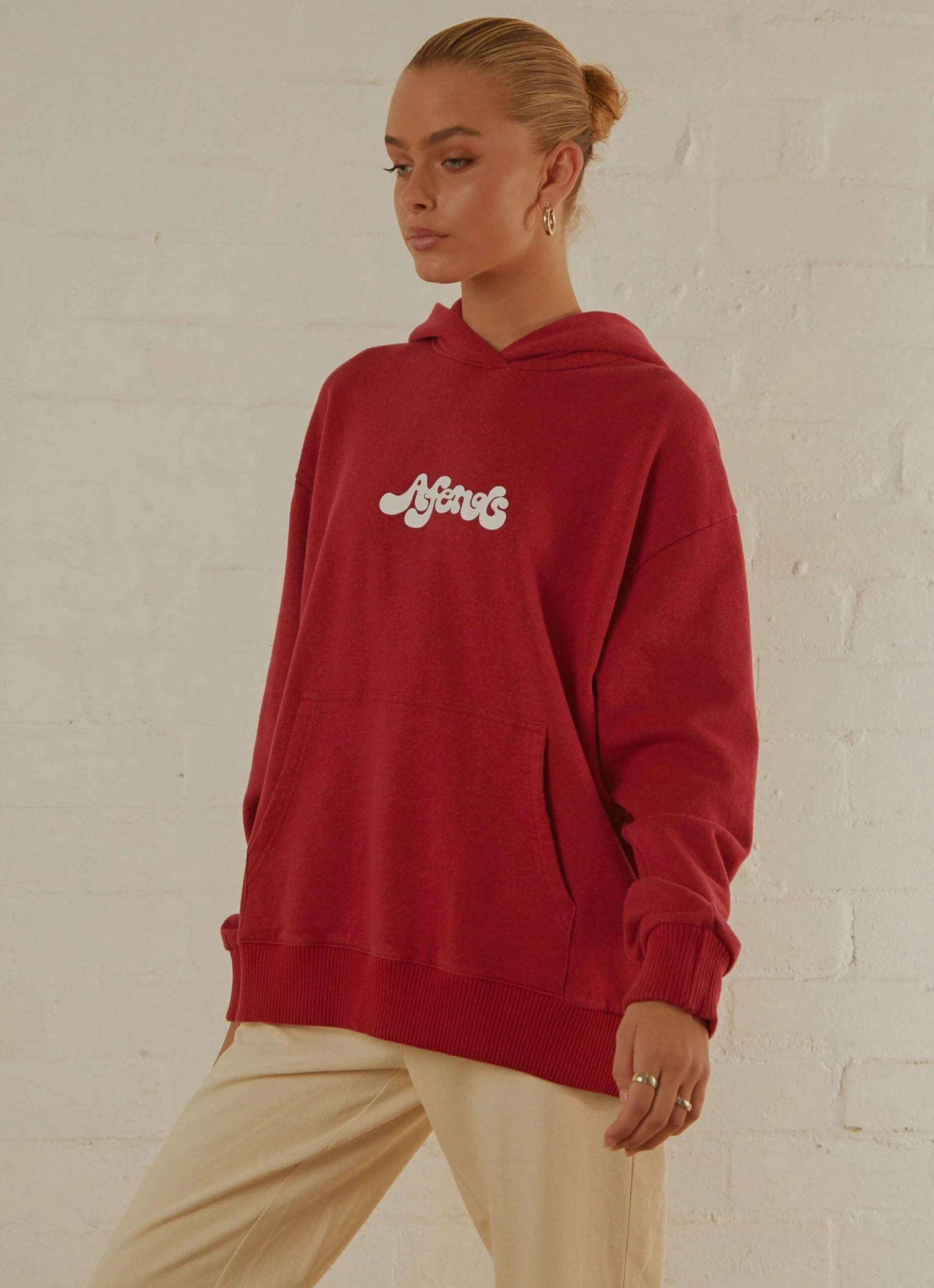 Afends Grow Some Hemp Oversized Hood - Deep Red 4 Afends Grow Some Hemp Oversized Hood - Deep Red - Image 4