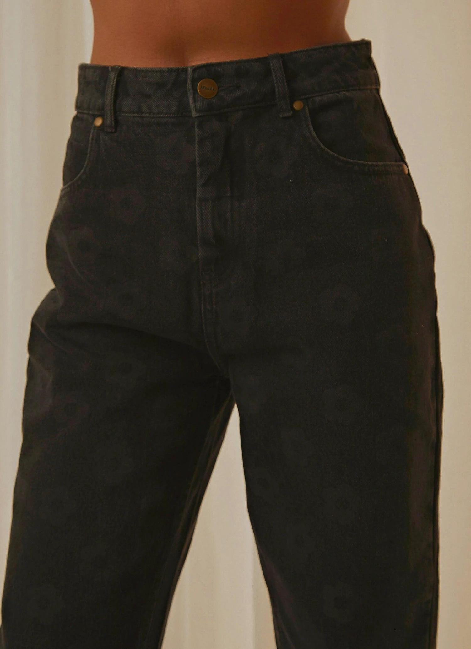 Afends Shelby Organic Denim Floral Jean - Washed Black 3 Afends Shelby Organic Denim Floral Jean - Washed Black - Image 3