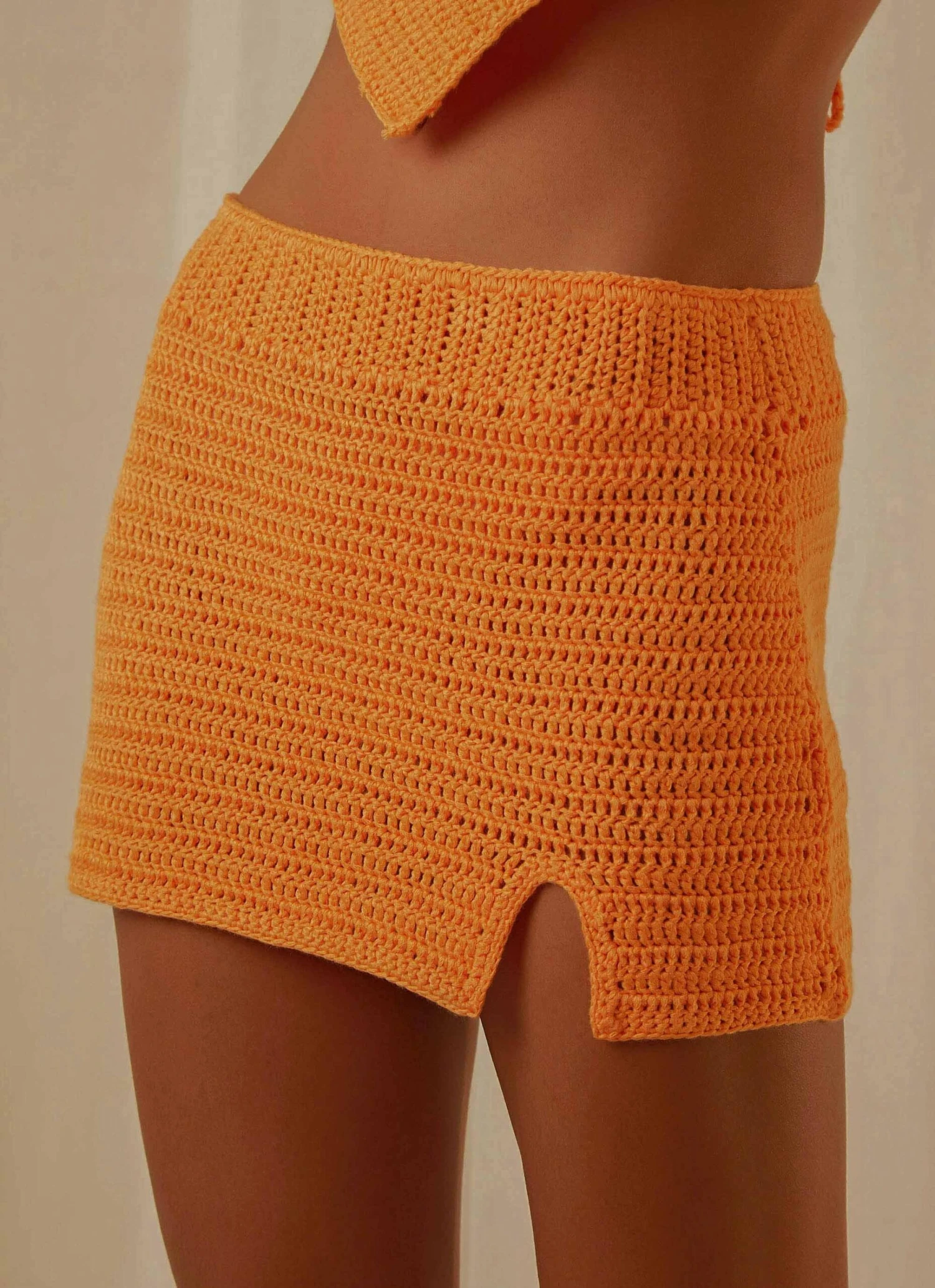 Island Sun Crochet Mini Skirt - Tangerine 5 Island Sun Crochet Mini Skirt - Tangerine - Image 5