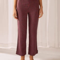 Afends Ryder Hemp Check High Waist Pant - Red -Outfityo Sales 3a0f28a476a748f0b9eec14dca90cdc3
