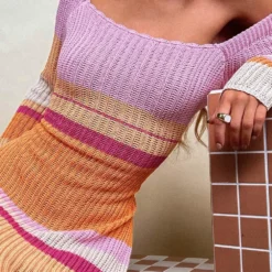 Love Ride Crochet Maxi Dress - Sunset Stripe