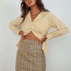 4TH & RECKLESS Chance Skirt - Beige Check