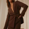 Fashion Confidential Cut Out Blazer - Chocolate