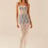 Break The Ice Lace Maxi Dress - Snow