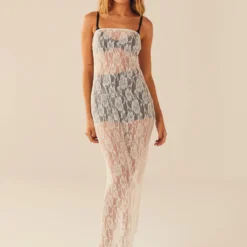 Break The Ice Lace Maxi Dress - Snow