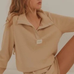 Drift Collared Waffle Jumper - Beige