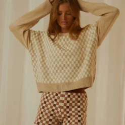 Checker Knit - Bone