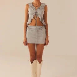 Glitter Bomb Tie Top - Silver Glitz -Outfityo Sales 55ce4d58e61740539b1107c414783eae scaled