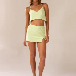 Warmer Water Terry Halter Crop - Lime Green -Outfityo Sales 5c564a7461444eaca5d03019d2c7a891