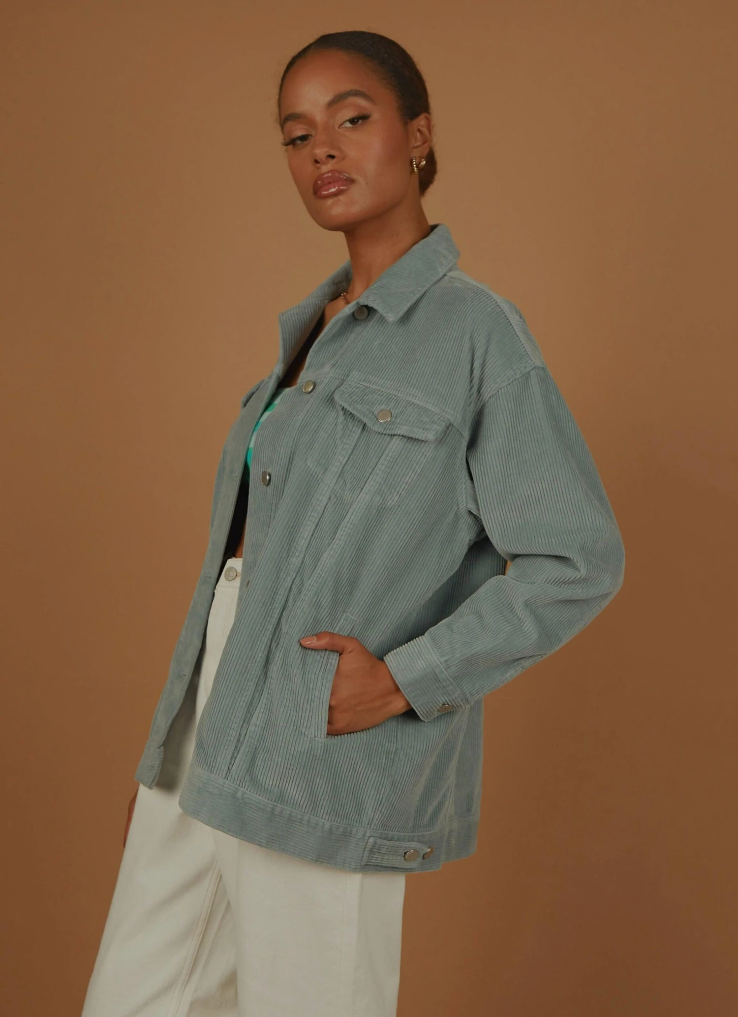 Binx Longline Cord Jacket - Marine 4 Binx Longline Cord Jacket - Marine - Image 4