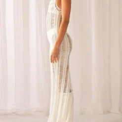 Perri Ladder Knit Maxi Dress - Ivory -Outfityo Sales 655f31ee2a534dea8e6ba9cd0324d853