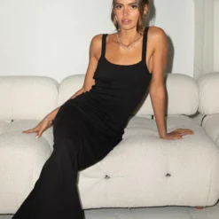 Necessity Organic Cotton Rib Maxi Dress - Black