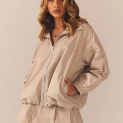 Park City Windbreaker Jacket - Mushroom Grey