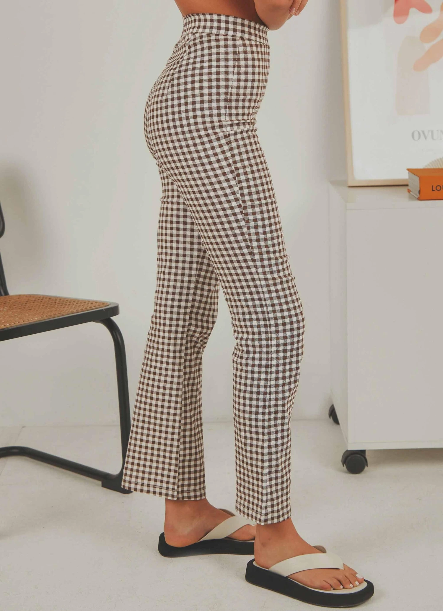 Palmero Pants - Choc Brown Gingham 4 Palmero Pants - Choc Brown Gingham - Image 4