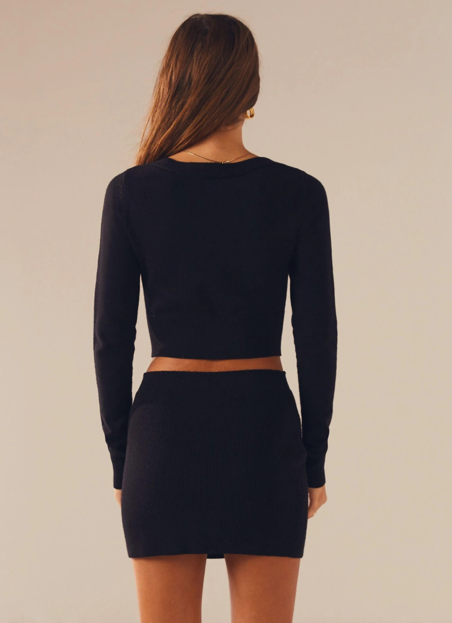 Roselle Knit Crop Cardigan - Black 4 Roselle Knit Crop Cardigan - Black - Image 4