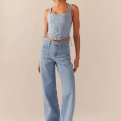 Backstage Pass Denim Lowrise Pants - Subdued Blue