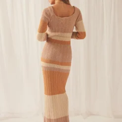 Love Ride Crochet Maxi Dress - Natural Stripe -Outfityo Sales 76e04eeca07b4804830b898ed91b28d5