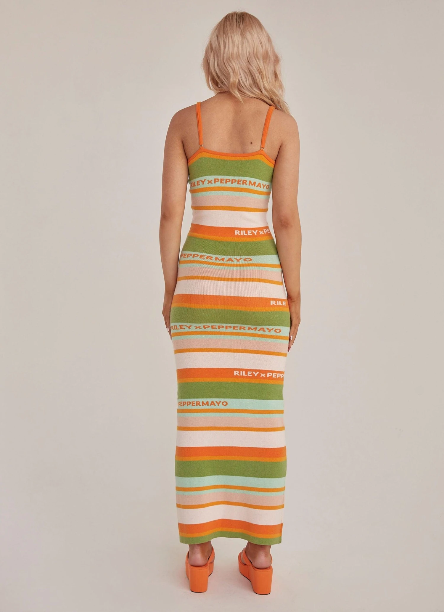 Sunset Drives Knit Maxi Dress - Melon Stripe 5 Sunset Drives Knit Maxi Dress - Melon Stripe - Image 5