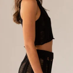 Perri Ladder Knit Tank - Black -Outfityo Sales 8e7ef66ac2944dc492269cb2b1fa988c