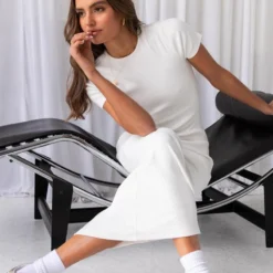 Being Organic Cotton Rib Tee Maxi Dress - Ivory -Outfityo Sales 8f2cb32361e542268cfff5c3c590b8b6