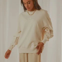 Tonal Stacked Thrills Company Slouch Fit Crew - Unbleached -Outfityo Sales 92dccc2f59a645d09c487f01faa343eb scaled