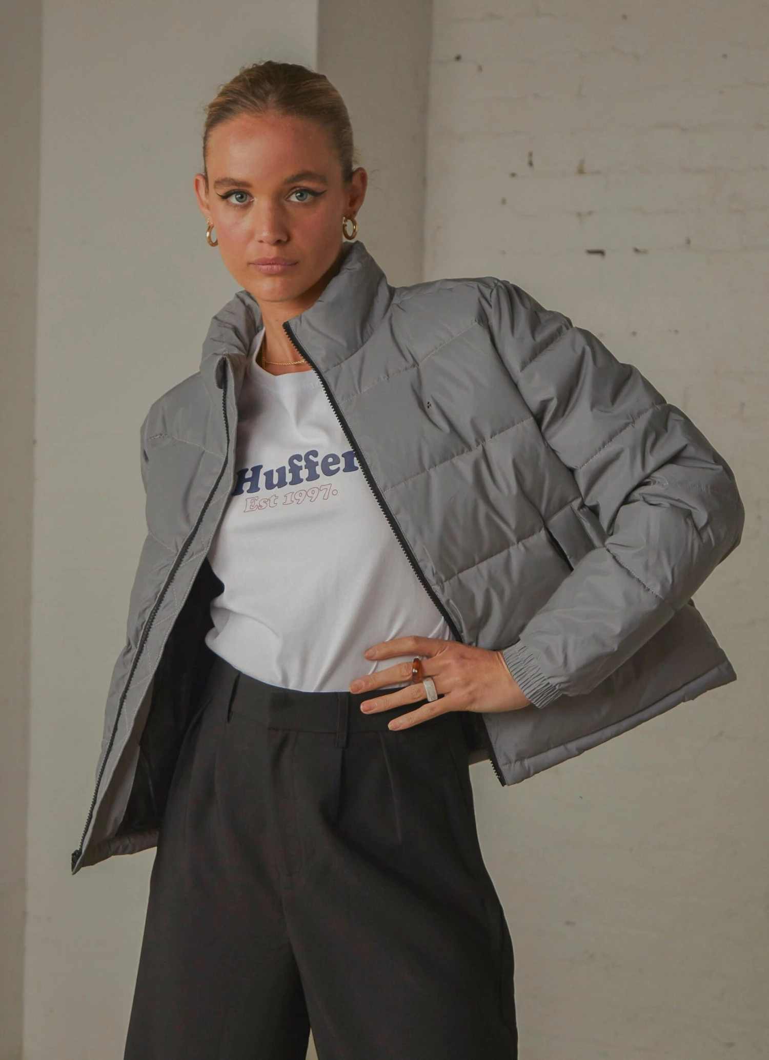 Womens Track Puffer Jacket - Reflective 2 Womens Track Puffer Jacket - Reflective - Image 2