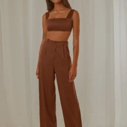 Milano Satin Pant - Choc Brown