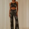 Floral Takeover Knit Pants - Black