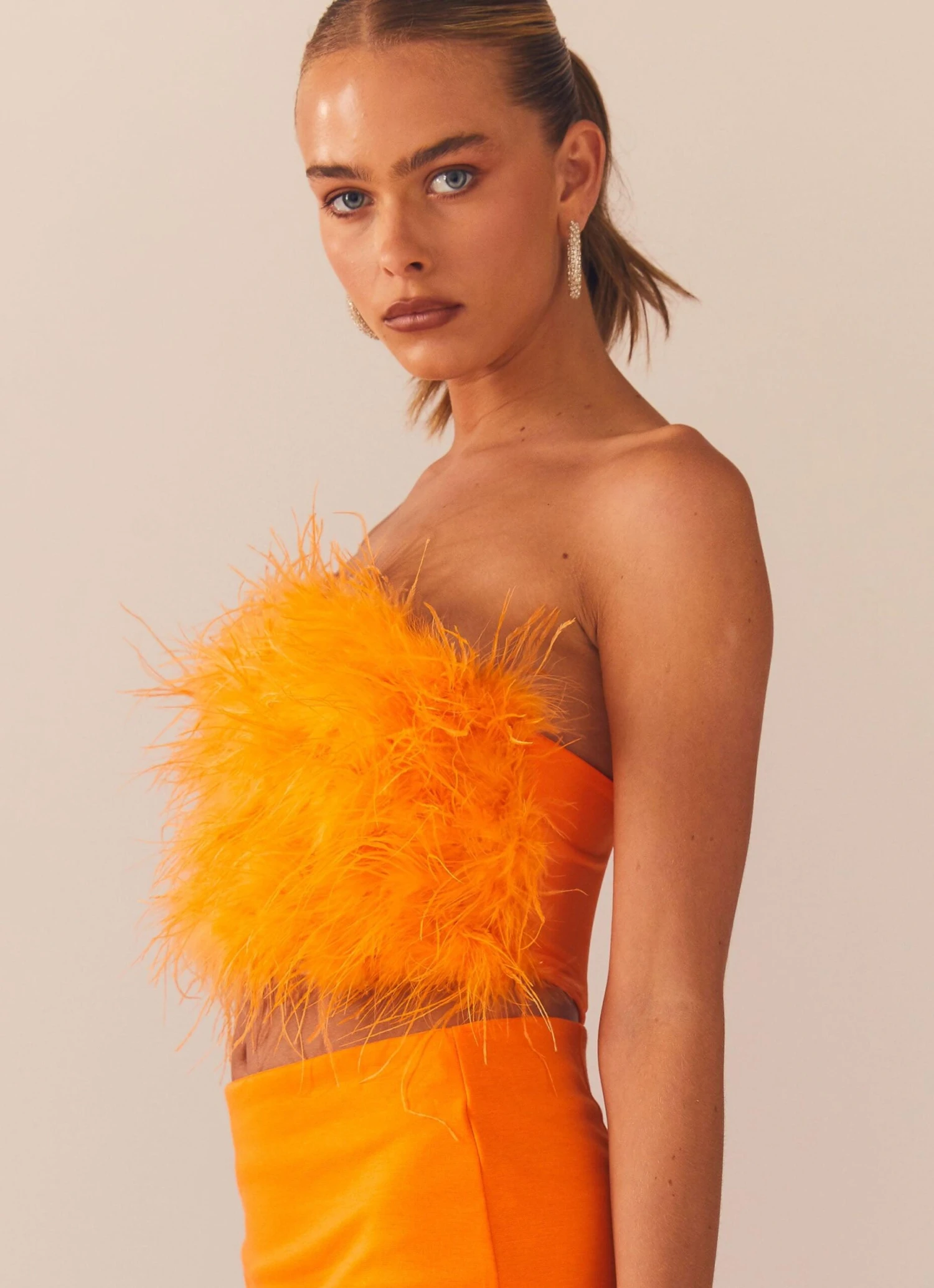 The Night Is Ours Feather Crop Top - Tangerine 5 The Night Is Ours Feather Crop Top - Tangerine - Image 5