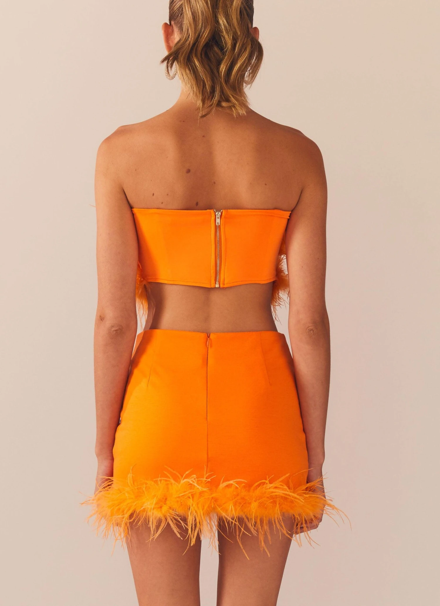 The Night Is Ours Feather Crop Top - Tangerine 6 The Night Is Ours Feather Crop Top - Tangerine - Image 6