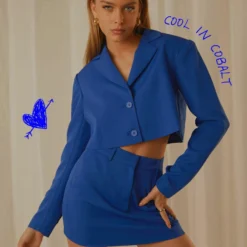 Mariah Cropped Blazer - Cobalt