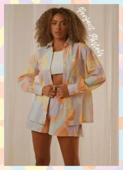 Emme Linen Shirt - Pastel Wave