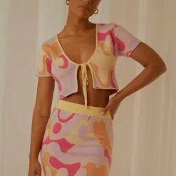 On The Record Knit Tie Top - Psychedelic -Outfityo Sales Peppermayp Wholesale MARCH 187 scaled