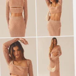 Aubrey Two-Tone Rib Top - Terracotta