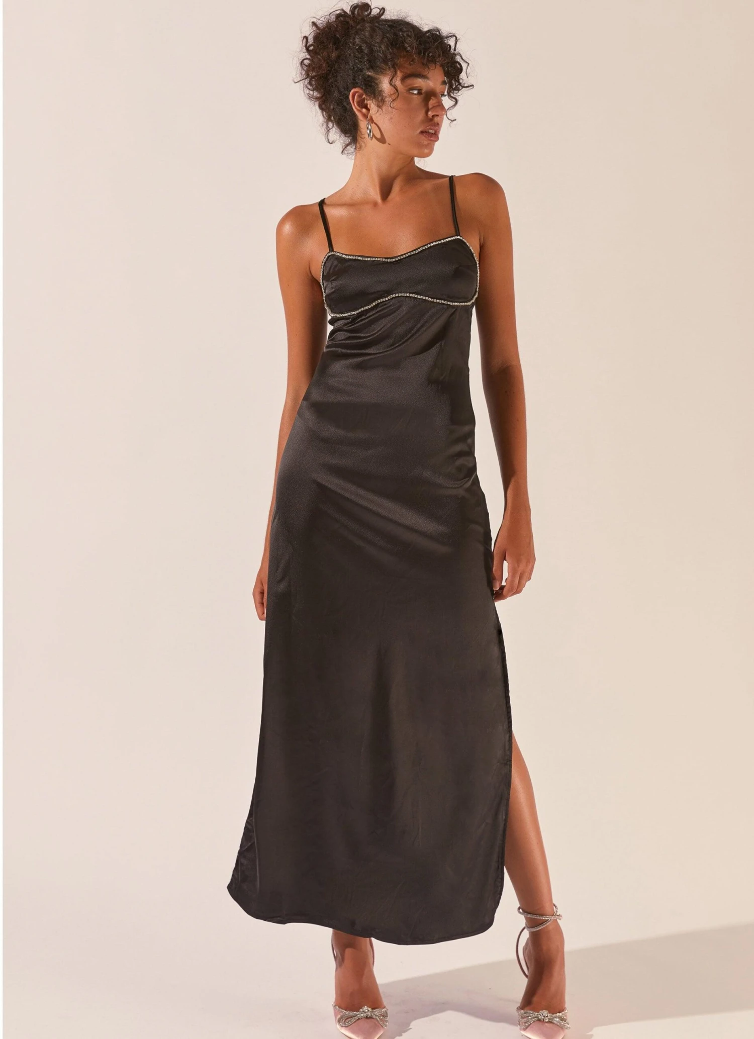 Worst Behaviour Diamante Maxi Dress - Onyx 2 Worst Behaviour Diamante Maxi Dress - Onyx - Image 2