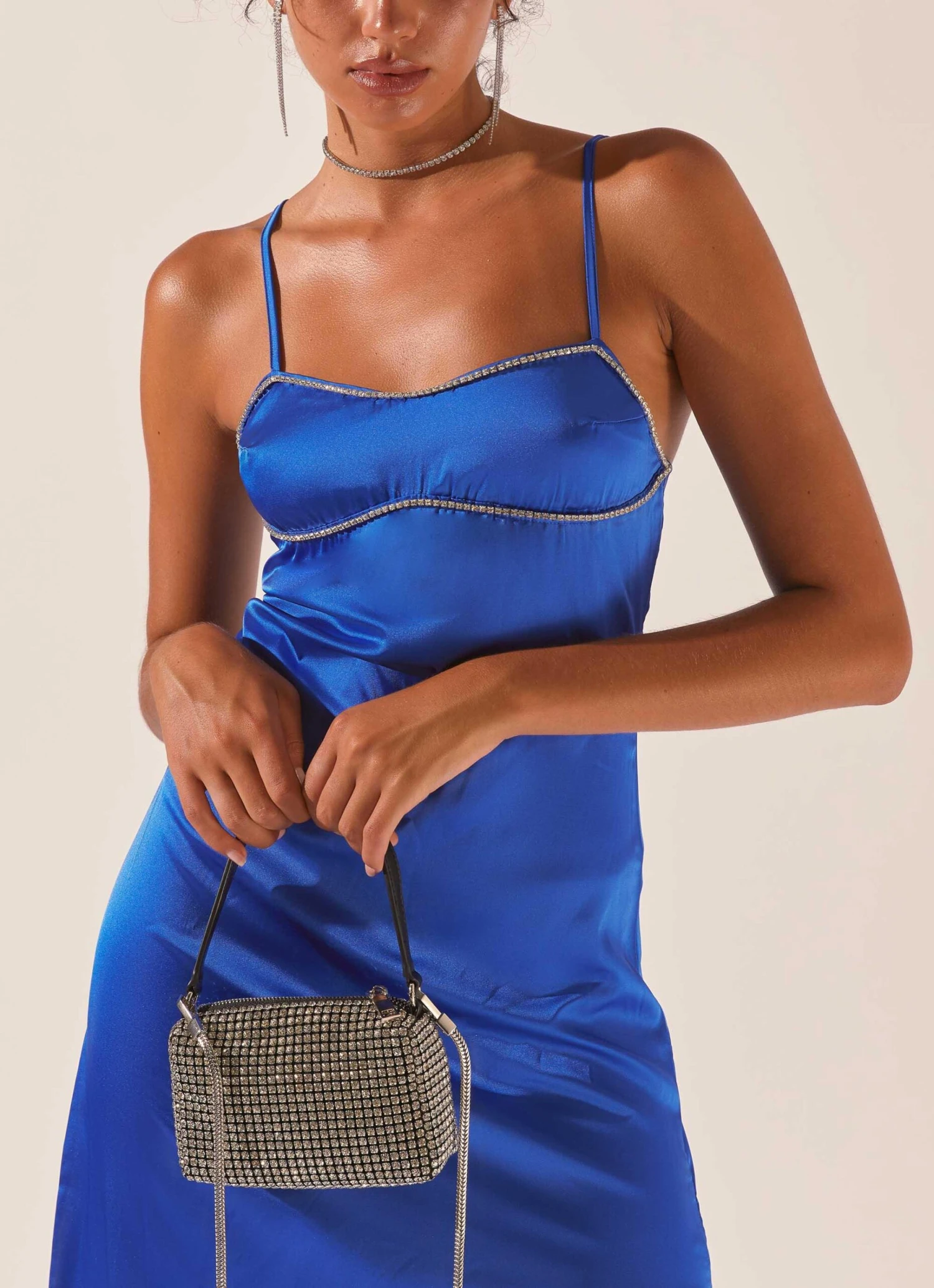 Worst Behaviour Diamante Maxi Dress - Cobalt Blue 2 Worst Behaviour Diamante Maxi Dress - Cobalt Blue - Image 2