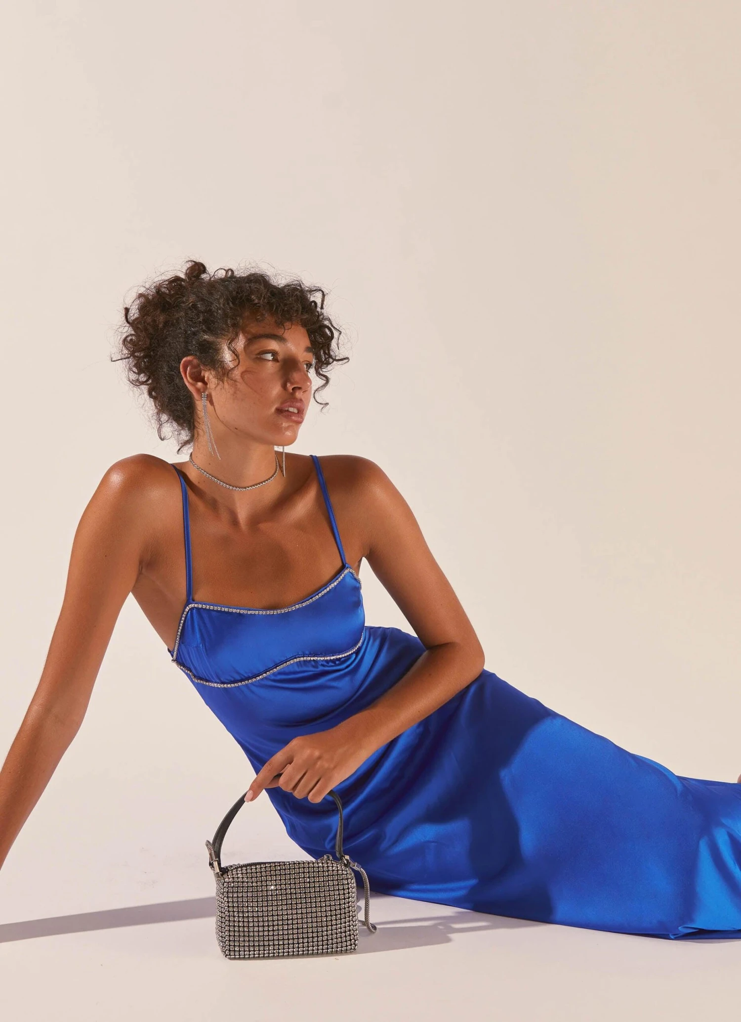 Worst Behaviour Diamante Maxi Dress - Cobalt Blue 1 Worst Behaviour Diamante Maxi Dress - Cobalt Blue