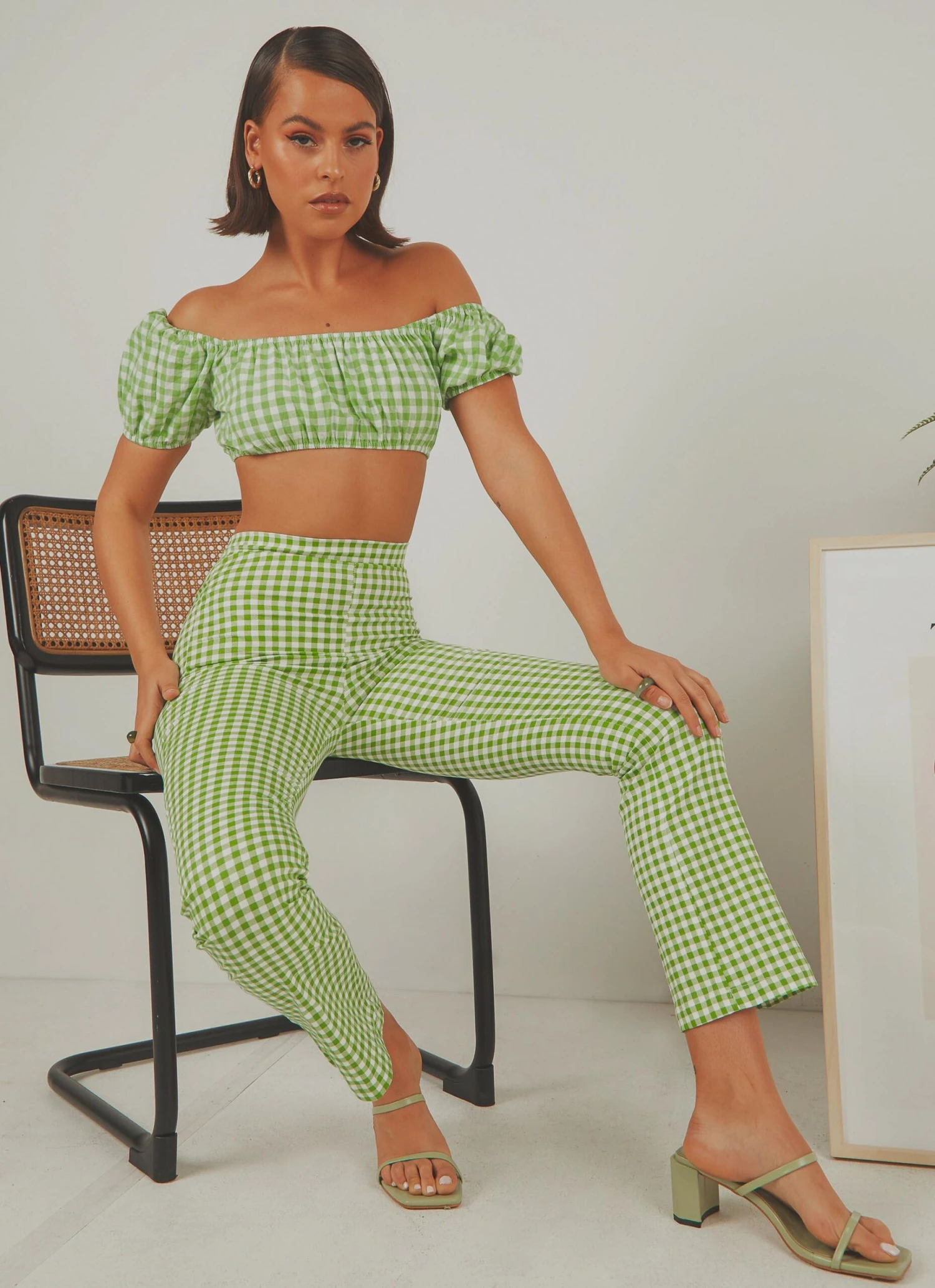 Palmero Pants - Green Gingham 2 Palmero Pants - Green Gingham - Image 2