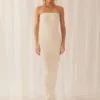 Angels Silhouette Rib Knit Tube Maxi Dress - Oatmeal