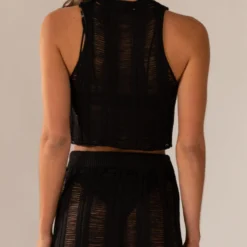 Perri Ladder Knit Tank - Black -Outfityo Sales af88108161704f2a91813655bfa85a30