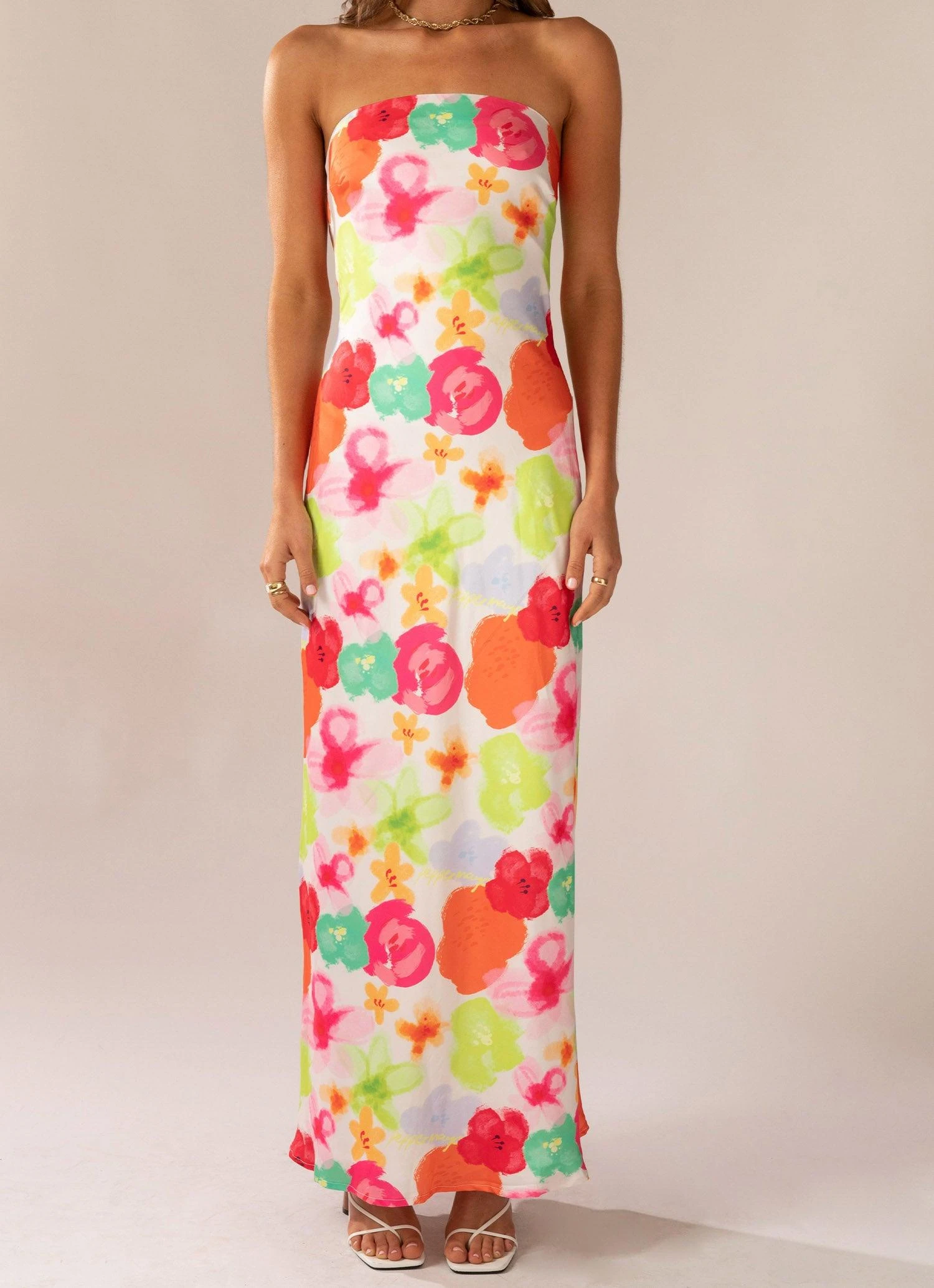 No Service Satin Maxi Dress - Blurred Blossom 4 No Service Satin Maxi Dress - Blurred Blossom - Image 4